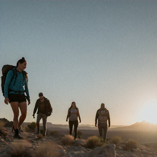 Desert Shadows: A Tranquil Hike Towards the Setting Sun