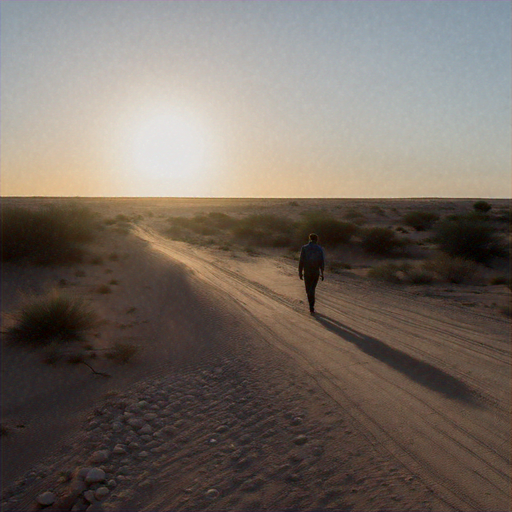 A Solitary Journey into the Setting Sun