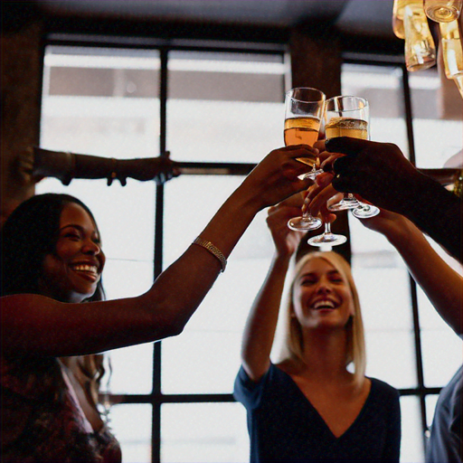 Silhouettes of Joy: Friends Toast in a Warm Glow