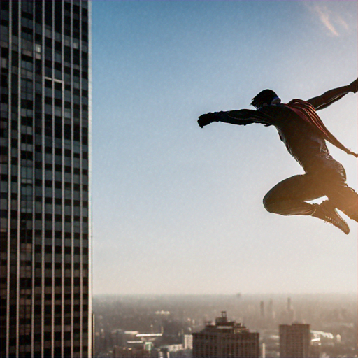 Leap of Faith: Silhouette of a Daredevil Against the Cityscape