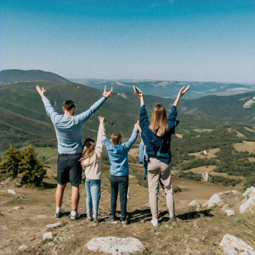 A Family’s Silhouette Against the Vast Landscape