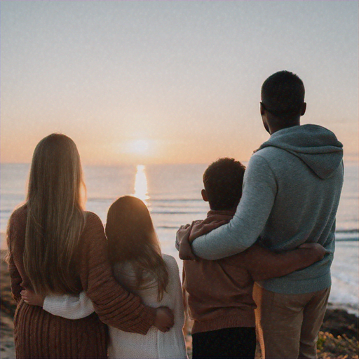 Sunset Silhouette: A Family’s Moment of Peace