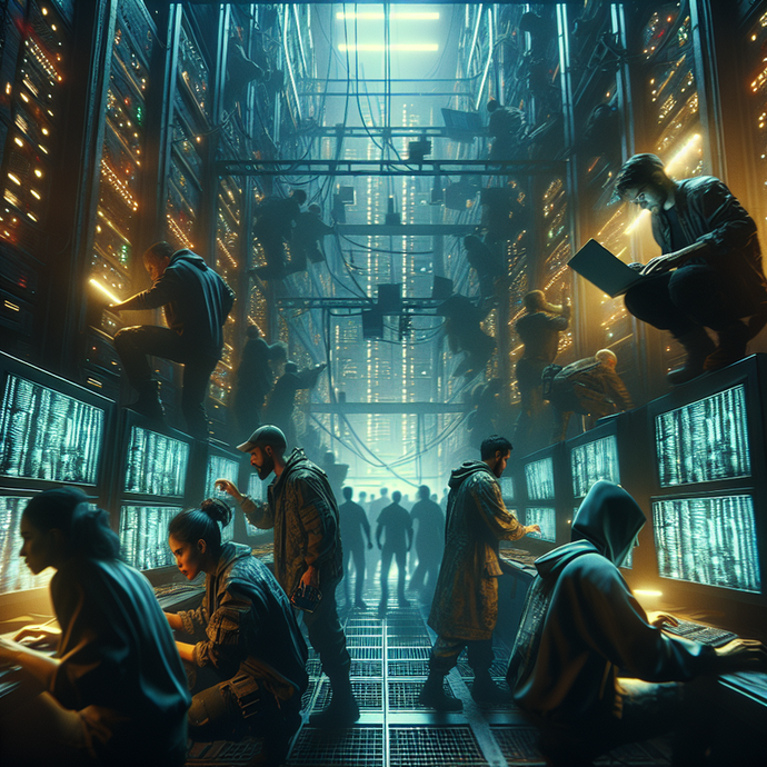 Lost in the Neon Labyrinth: A Glimpse into a Futuristic Server Room