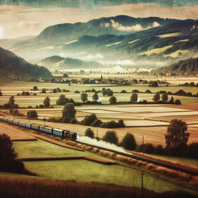 A Journey Through Time: Vintage Train Chugs Through Serene Countryside