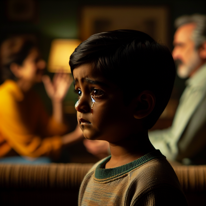 Lost in the Storm: A Boy’s Silent Tears Amidst Parental Conflict