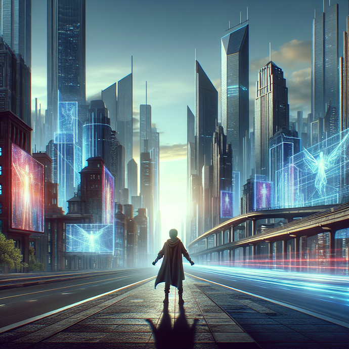 Lost in the Neon Labyrinth: A Solitary Figure in a Futuristic City