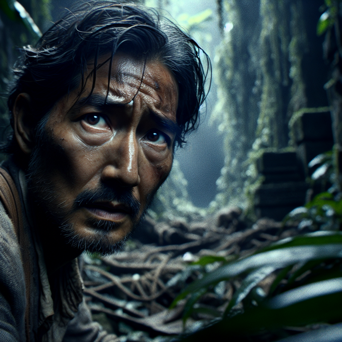 Lost in the Jungle: A Man’s Worried Gaze