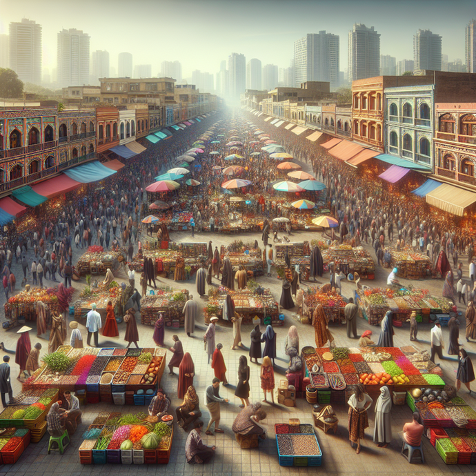 A Bird’s Eye View of a Bustling Middle Eastern Marketplace