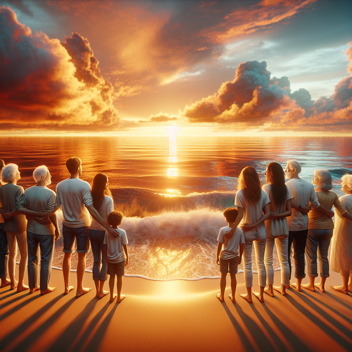 Sunset Harmony: A Family’s Moment of Peace on the Beach