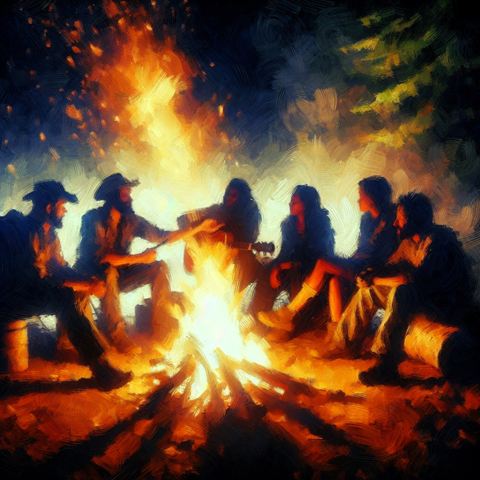 Silhouettes of Camaraderie: A Campfire’s Warm Embrace