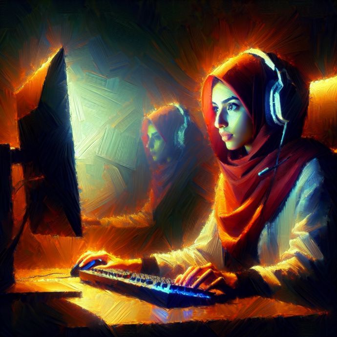 Focused Intensity: A Woman in Hijab Finds Her Flow