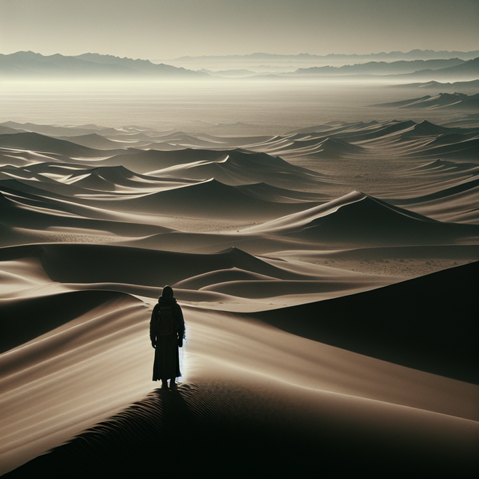 A Solitary Figure in the Vastness of the Desert