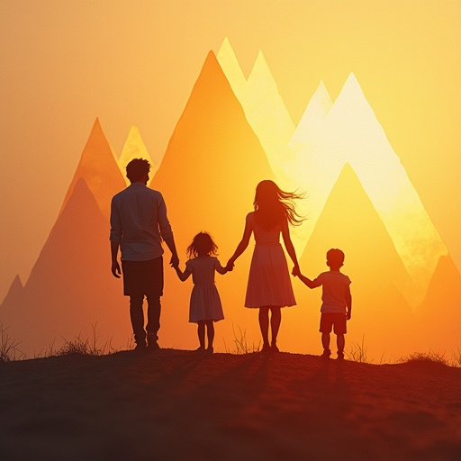 Silhouettes of Hope: A Family’s Journey Against the Sunset