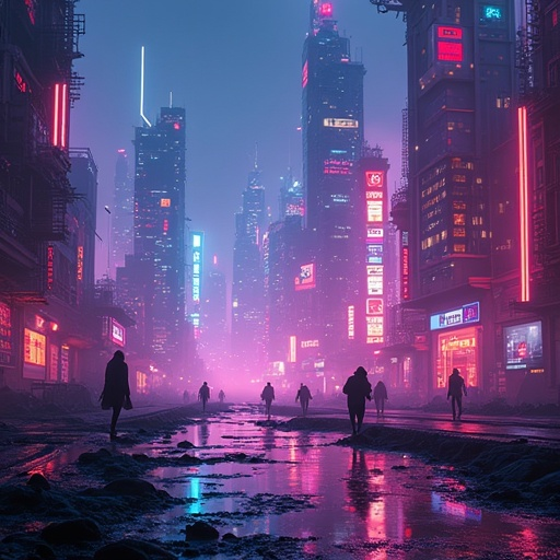 Neon Dreams: A Futuristic City Awash in Light