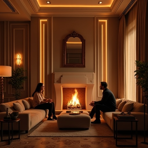 Intimate Moments by the Fire: A Luxurious Living Room Haven