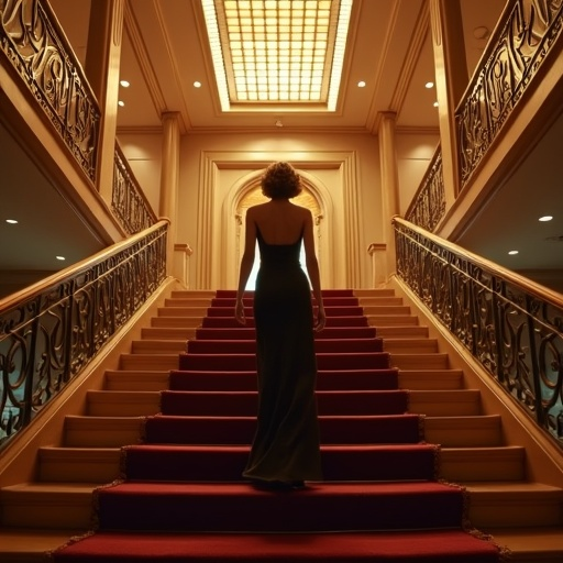 A Silhouette of Mystery on a Grand Staircase