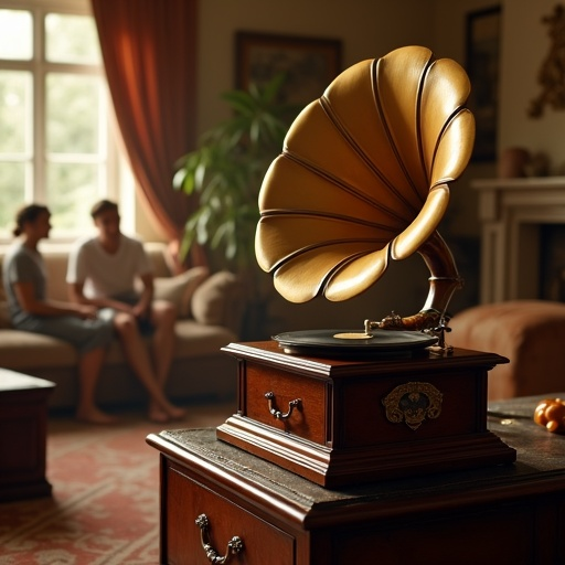 Nostalgic Elegance: A Vintage Gramophone in an Intimate Setting