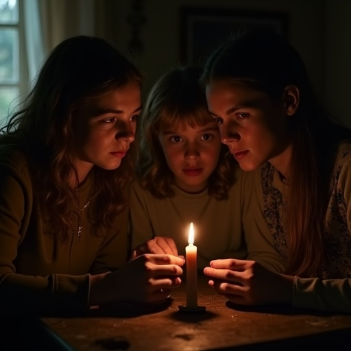 Mystery Unfolds: The Intimate Gathering of Three Women in the Candlelight