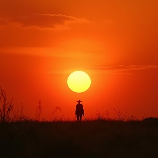 Silhouetted Cowboy at Sunset’s Embrace