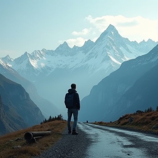 A Moment of Solitude Amidst Majestic Peaks