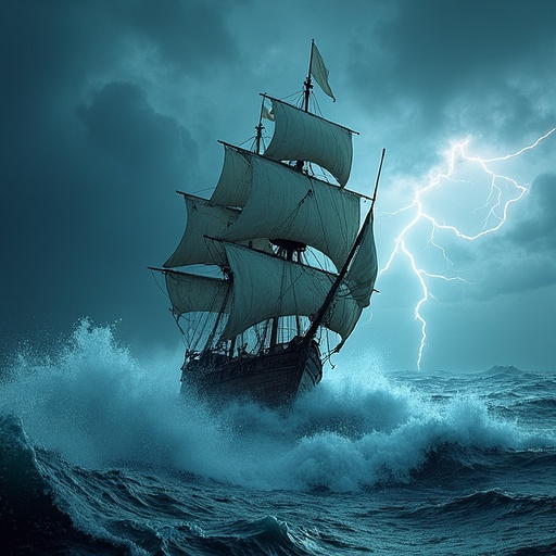 Ship Battling the Storm: A Dramatic Seafaring Adventure