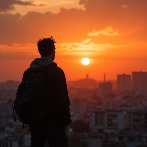 Silhouetted Against Hope: A Moment of Contemplation at Sunset