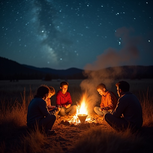 Campfire Nights Under a Starry Sky: Cozy and Nostalgic