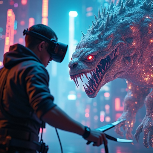 VR Terror: A Digital Monster Stalks the Neon City