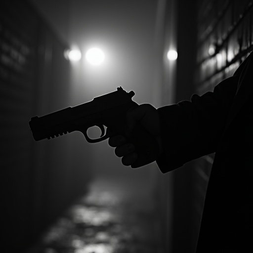 Silhouette of Danger: A Gun, Smoke, and a Mystery in the Shadows