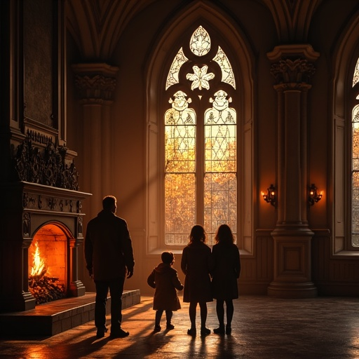 Silhouettes of Mystery: A Family’s Grand Entrance