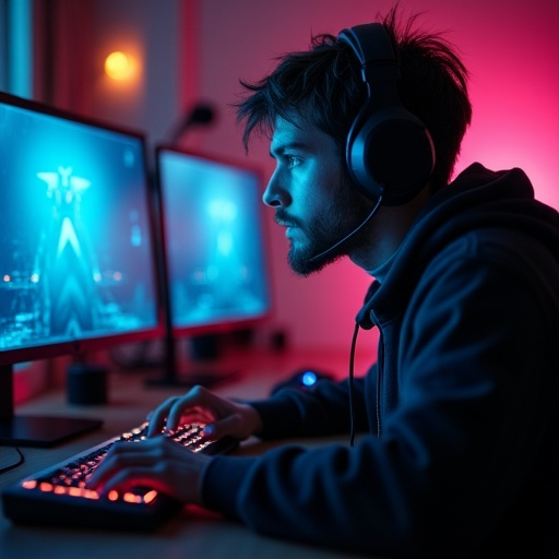 Neon Glow, Intense Focus: A Gamer’s World