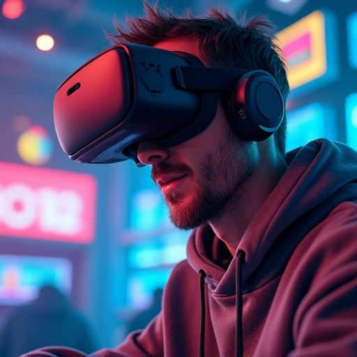 Lost in the Neon Glow: A Man’s Journey into Virtual Reality