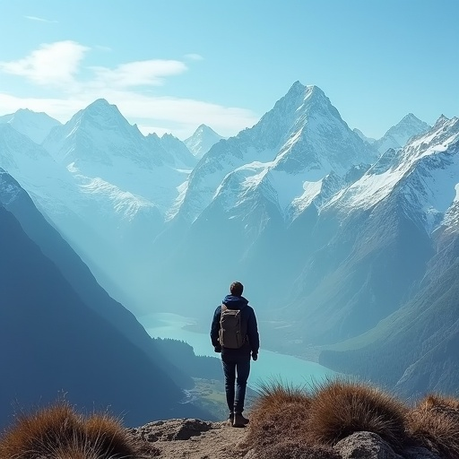 A Hiker’s Solitude Amidst Majestic Peaks