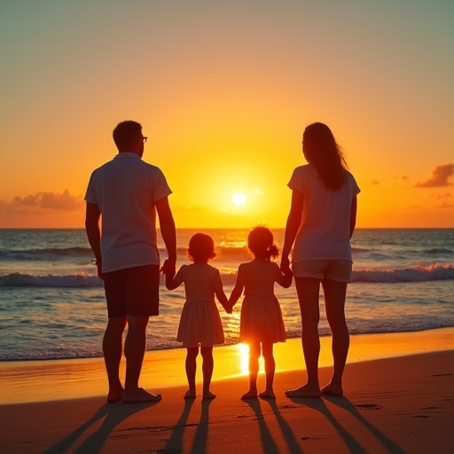 Silhouettes of Happiness: A Family’s Sunset Moment