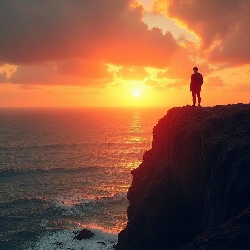 Silhouetted Solitude at Sunset