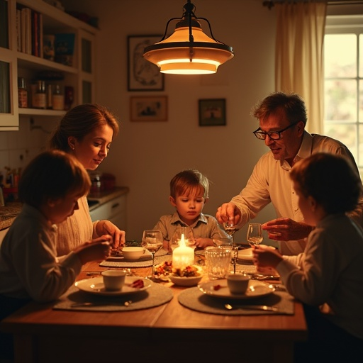 Intimate Family Dinner Under Candlelight