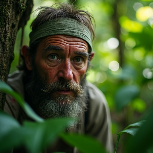 Intrigue Behind the Leaves: A Man’s Contemplative Gaze