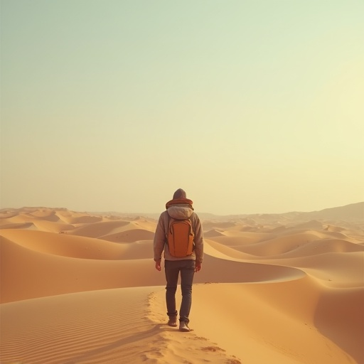 Lost in the Expanse: A Solitary Figure Contemplates the Desert’s Vastness