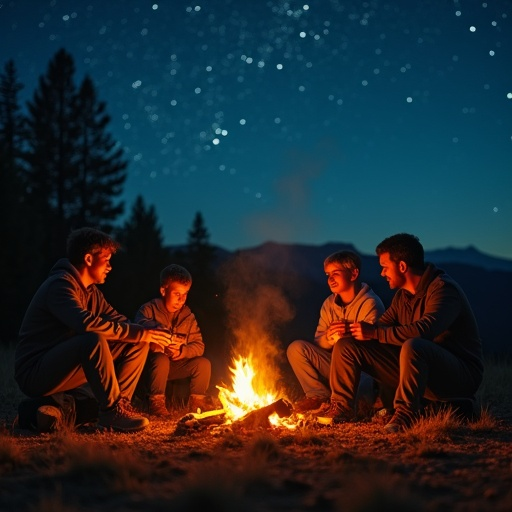 Campfire Serenity Under a Starry Sky