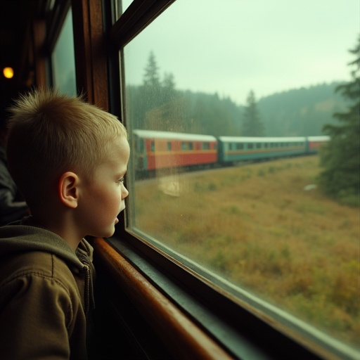 A Boy’s Longing Gaze Through the Train Window