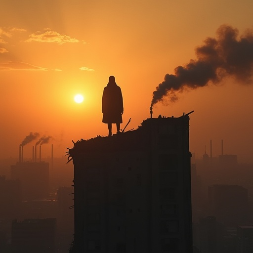 A Solitary Figure in a City of Smoke