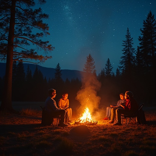 Campfire Serenity Under a Starry Sky