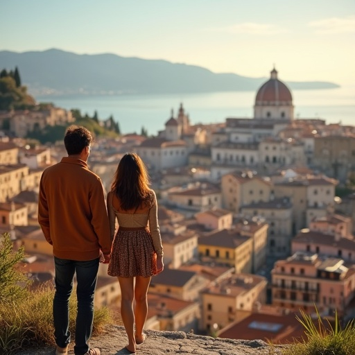 Golden Hour Romance: A Timeless Moment on the Hillside