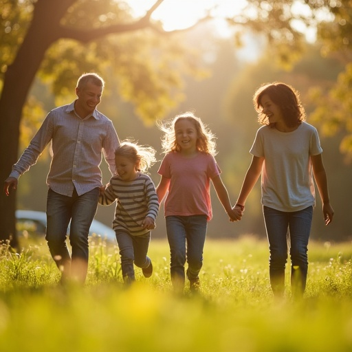 Sun-Kissed Smiles: A Family’s Joyful Stroll Through the Park