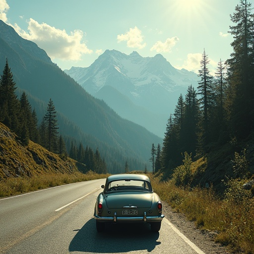 Vintage Journey Through a Serene Mountain Valley