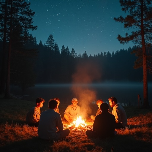 Campfire Nights: Tranquility Under a Starry Sky