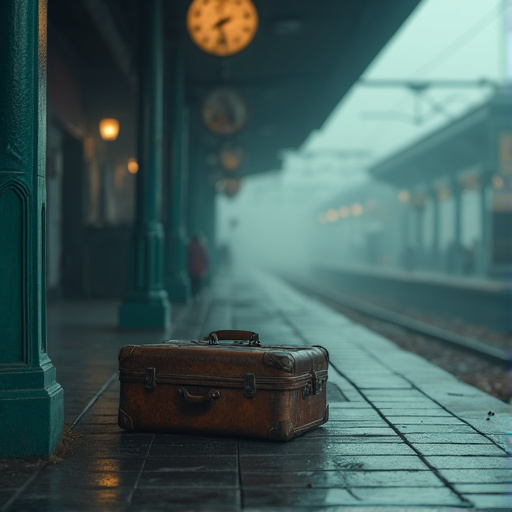 Lost in the Mist: A Vintage Suitcase Awaits its Journey