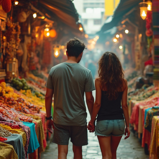 Love Blooms Amidst the Bustling Market