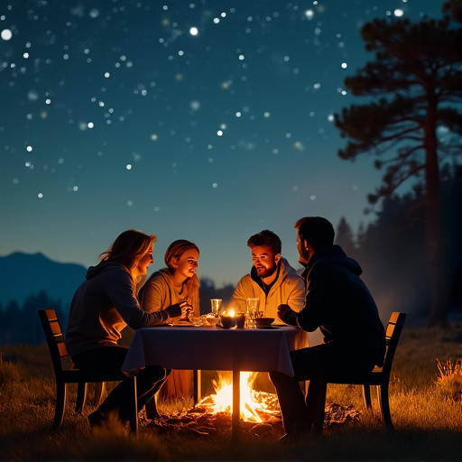 Campfire Companionship Under a Starry Sky