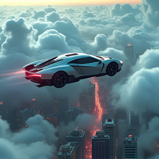 Soaring Through the Future: A Dreamy Flight Above the City